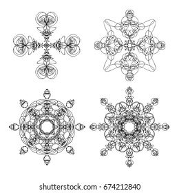 Set of mandala for coloring book. Anti stress therapy decorative round ornaments. Sacred geometry design Set 