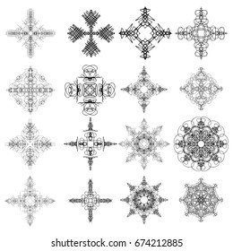 Set of mandala for coloring book. Anti stress therapy decorative round ornaments. Sacred geometry design Set 