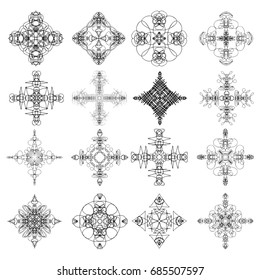 Set of mandala for coloring book. Anti stress therapy decorative round ornaments. Sacred geometry design Set 