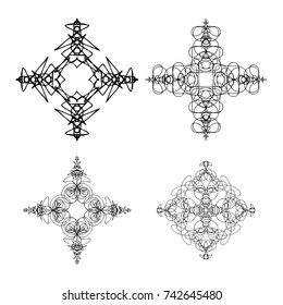 Set of mandala for coloring book. Anti stress therapy decorative round ornaments. Sacred geometry design Set 