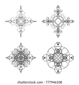 Set of mandala for coloring book. Anti stress therapy decorative round ornaments. Sacred geometry design Set 
