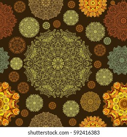 Set Mandala for coloring book.  Decorative round ornament. Vector Ethnic Oriental Circle Ornament.  Anti-stress therapy pattern. Unusual flower shape oriental line vector. 