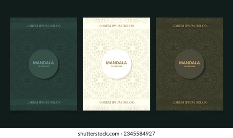 set of mandala cover in retro color