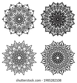 Set of mandala decorative design for coloring