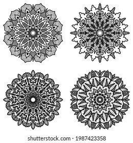 Set of mandala decorative design for coloring
