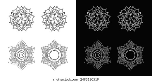 set mandala design for coloring book, relaxing and easy mandala art for tattoo design, vector mandala design
