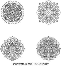 set mandala design coloring page or print design