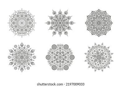 Set of mandala for design or mehndi