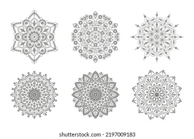 Set of mandala for design or mehndi