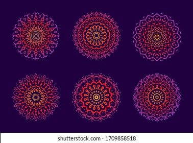 Set of Mandala design. Vintage decorative elements. Lace pattern, vector illustration. EPS 10