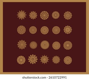Set of mandala with floral ornament pattern, Vector mandala relaxation patterns unique design with nature style, Hand drawn pattern, Mandala template for page decoration cards, book, logos