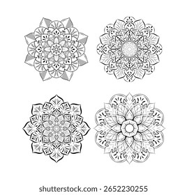 Conjunto de mandala com padrão de ornamento floral