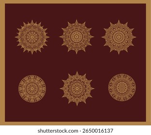 Conjunto de mandala con patrón de ornamento floral, patrones de relajación de mandala de Vector diseño único con estilo de la naturaleza, patrón dibujado a mano, Plantilla de mandala para tarjetas de decoración de página, libro, logotipos