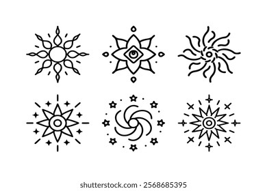 set of mandala icon vector 