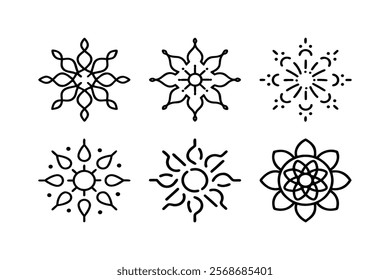 set of mandala icon vector 