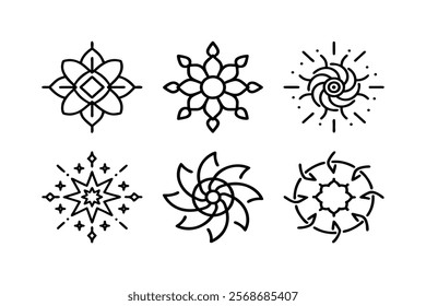 set of mandala icon vector 