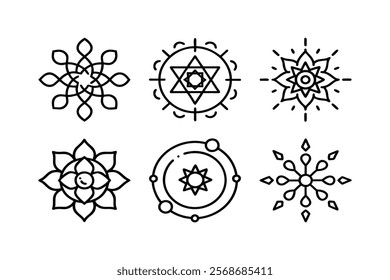 set of mandala icon vector 