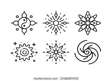 set of mandala icon vector 