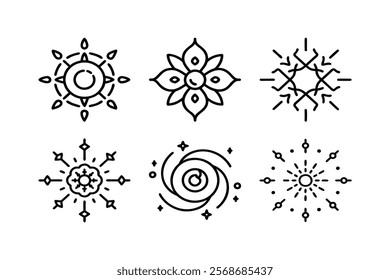 set of mandala icon vector 