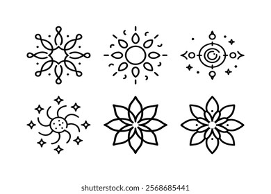 set of mandala icon vector 