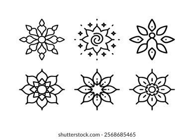 set of mandala icon vector 