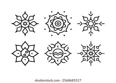 set of mandala icon vector 