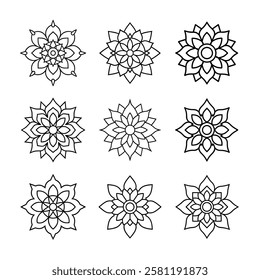 Set of Mandala Line art illustration