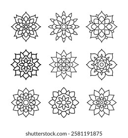 Set of Mandala Line art illustration