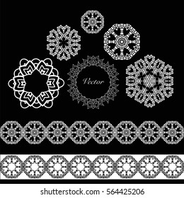 Set of  mandala logo design. Symmetrical kaleidoscope pattern. For invitation, wedding, banner, greeting card. Vector illustration.