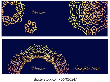 Set of  mandala logo design templates. Symmetrical kaleidoscope pattern. For invitation, wedding, banner,  greeting card. Vector illustration.