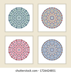 Set of Mandala ornament. Arabic  Pattern.  Flowers elements. Vector illustration.