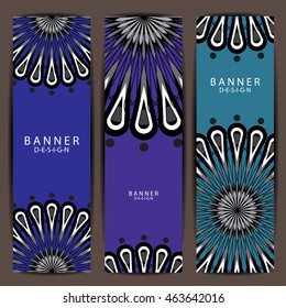 Set of  mandala  ornament banners and card vector design