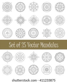 Set of mandala ornament for graphic design and coloring, collection of isolated mandalas vector clipart, vector illustration - arabic and geometric mandala circle ornament, mandala stamp, mandala icon