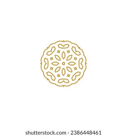 set of mandala ornaments gold color yoga