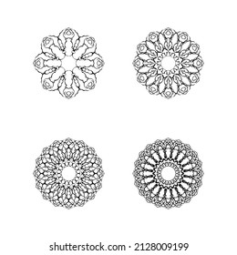 Set of mandala ornaments Isolated on white background. Veil illustration.