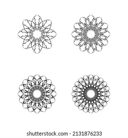 Set of mandala ornaments Isolated on white background. Vector.