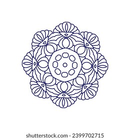 conjunto de elementos de contorno de mandala poses vectorial