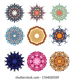set mandala pastel background illustration