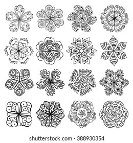 Set mandala patterns. Mandala vector. It can be used to design greeting cards, birthday and other holiday, Arabic motifs.
