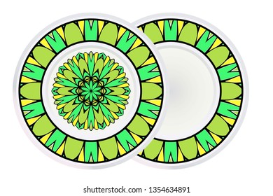 Set of Mandala and round frame. Abstract Round Vector Illustration. Anti-Stress Therapy Pattern.