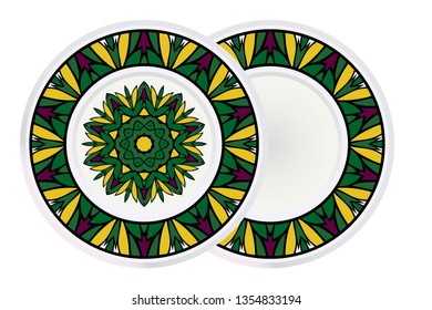 Set of Mandala and round frame. Abstract Round Vector Illustration. Anti-Stress Therapy Pattern.