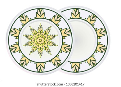 Set of Mandala and round frame. Abstract Round Vector Illustration. Anti-Stress Therapy Pattern.