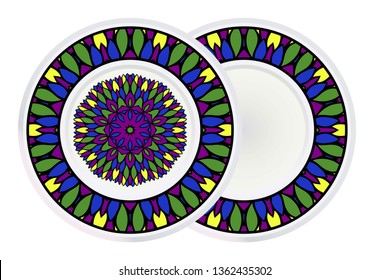 Set of Mandala and round frame. Abstract Round Vector Illustration. Anti-Stress Therapy Pattern.