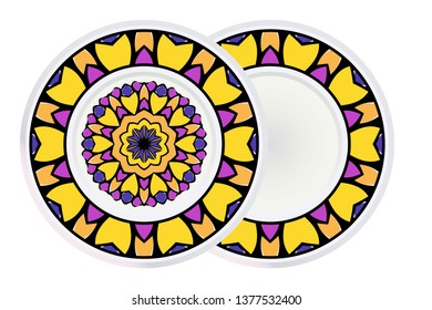 Set of Mandala and round frame. Abstract Round Vector Illustration. Anti-Stress Therapy Pattern.
