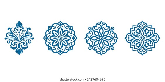 set of Mandala. Round Ornament Pattern. Henna tattoo mandala. Mehndi style