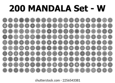 Set of mandala round ornaments. Circle geometric element made in vector. Perfect set for other types of designs, birthdays and other holidays, kaleidoscopes, medals, yoga, india, arabesque
