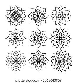 Set of Mandala Vector Graphics Illustration