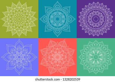 Set of Mandala. Vintage decorative elements. Hand drawn background. Islam, Arabic, Indian, ottoman motifs. - Vector
