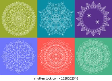 Set of Mandala. Vintage decorative elements. Hand drawn background. Islam, Arabic, Indian, ottoman motifs. - Vector