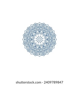 set of mandalas in bright blue vector